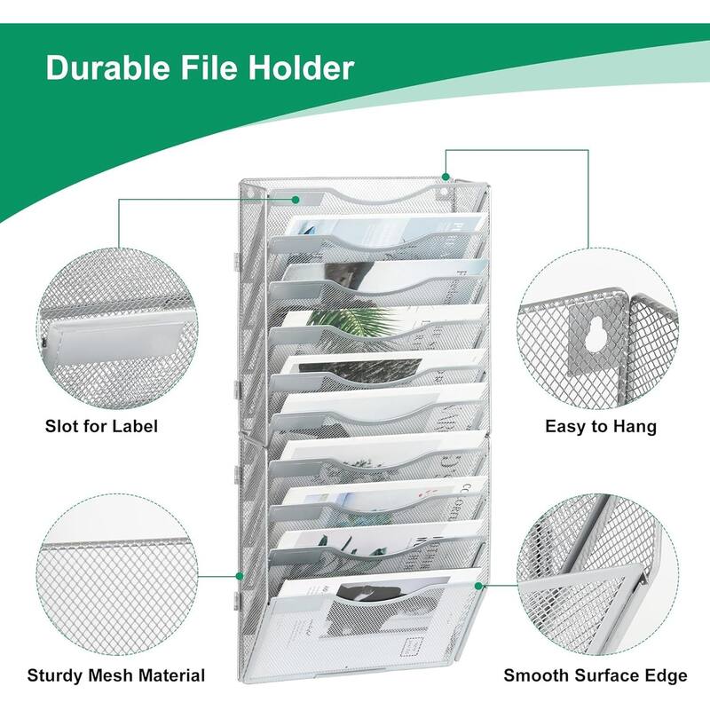 Hanging Wall File Holder, Paper Storage Organizer