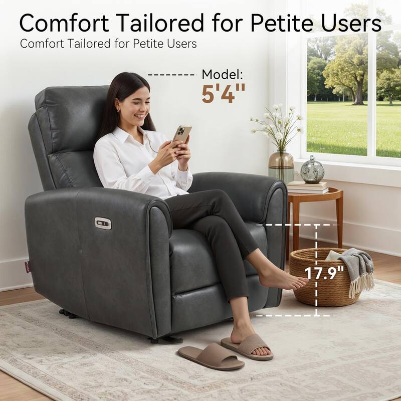 MCombo Power Small Recliners, Modern Zero Wall Hugger Recliners Chair with Lumbar Support, USB and Charging Ports, FSC Certified