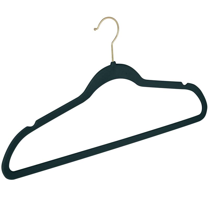 Simplify 25 Pack Slim Velvet Gold Hook Hangers - 17.7" x 9"