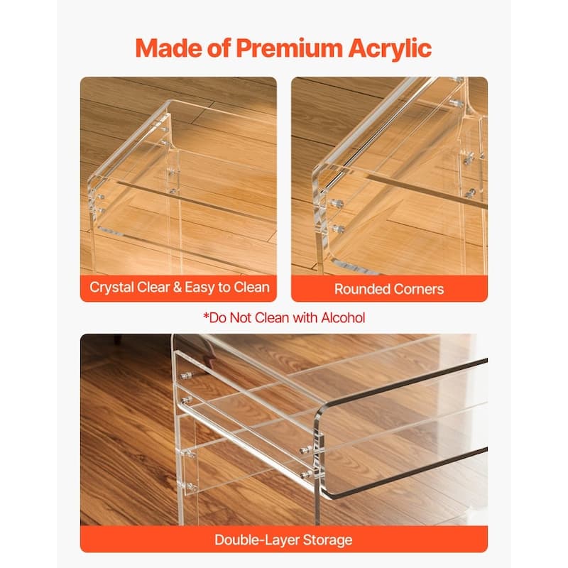 Modern Clear Acrylic Desk with Two Levels Stable and Spacious Workspace for Home Office