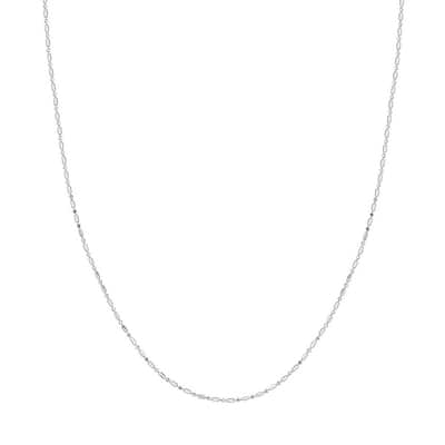 Curata 14k White Gold Diamond Cut Bead Chain Necklace 1.2mm (Lobster)