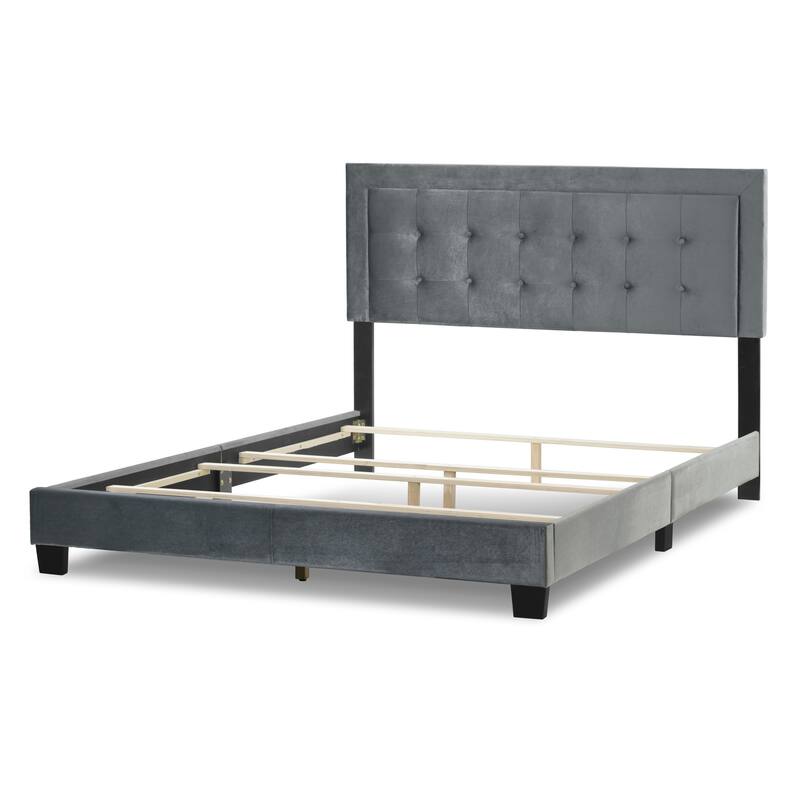 Austin Fabric Queen Bed with Button Tufting and Stitching