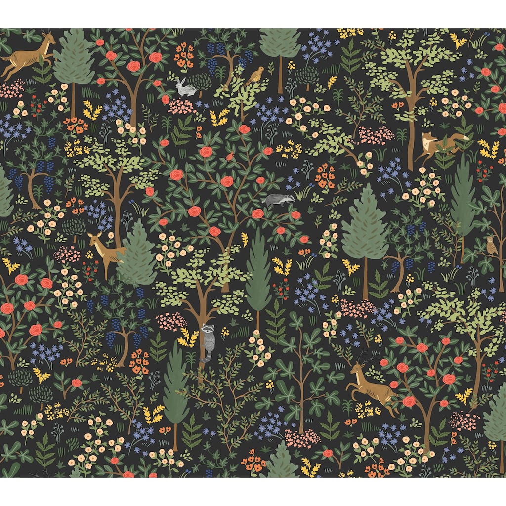 Rifle Paper Co.Woodland Black Peel and Stick Wallpaper