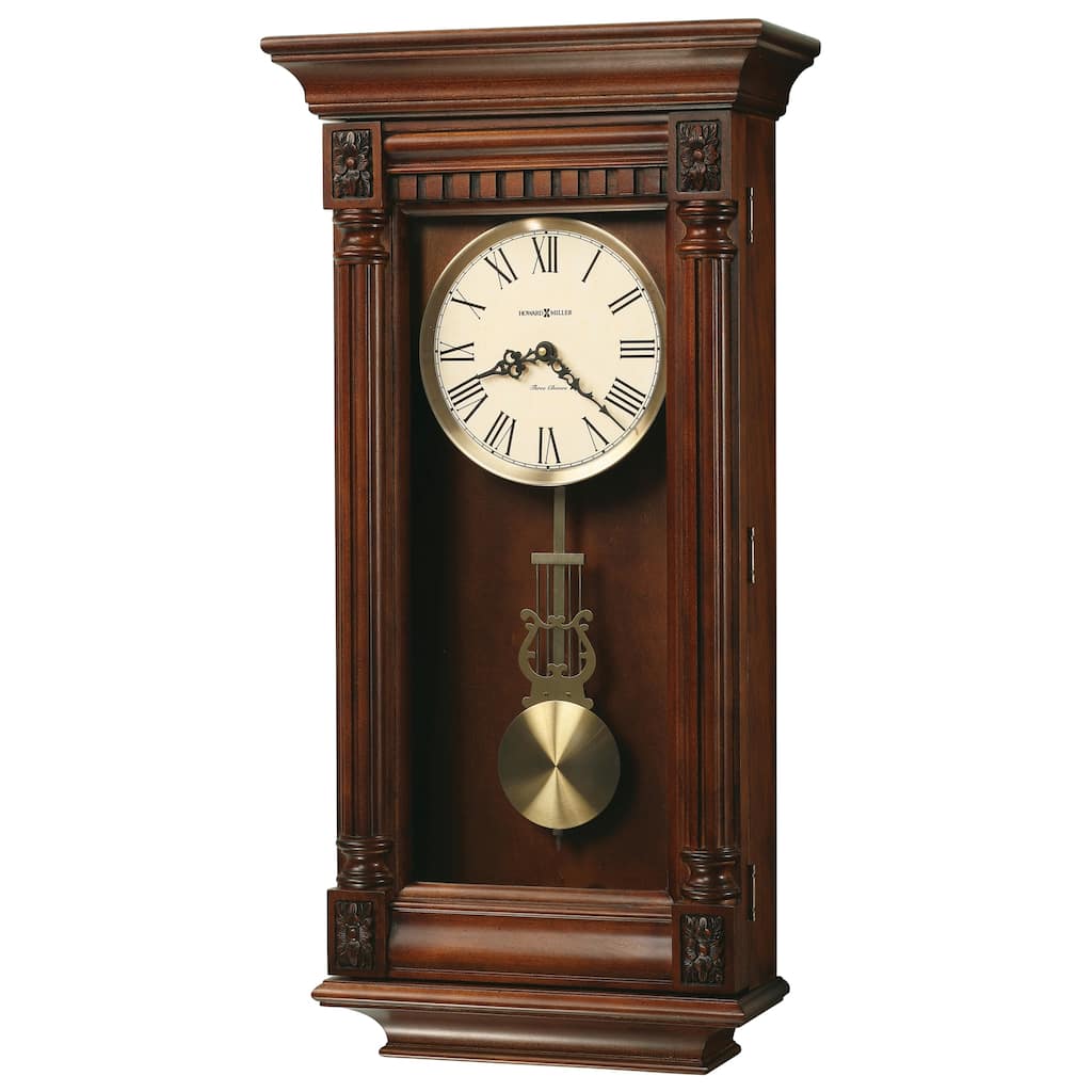 Gold and Brown Wood Grandfather Style Wall Clock by Howard Miller