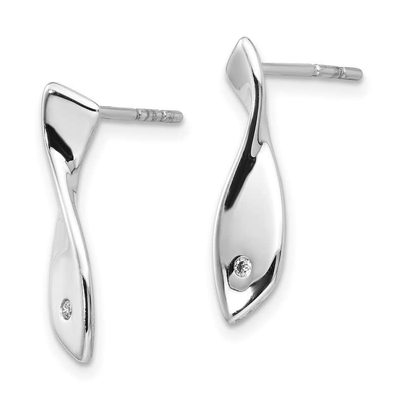 Curata 925 Sterling Silver Polished Post Earrings White Ice .02ct. Diamond Earrings - 20x6mm Wide