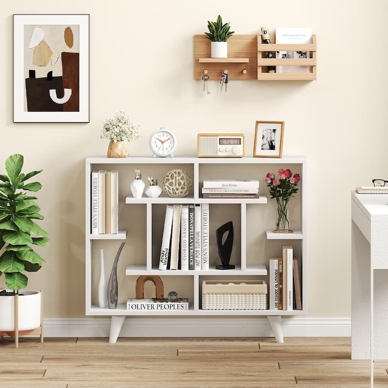 Gymax Bookshelf Geometric Bookcase w/ Anti-Tipping Kit Storage