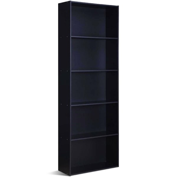 Shop Modern 5-Shelf Bookcase Storage Shelves in Black Wood ...