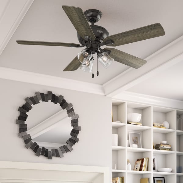 slide 2 of 2, Hunter 52" Rosner Ceiling Fan with LED Light Kit and Pull Chain, Transitional, Casual Noble Bronze