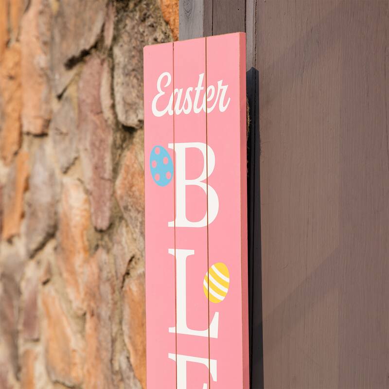 Glitzhome 60"H Easter Wooden Blessings Porch Sign Spring Gift