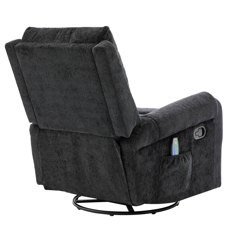 Christopher Knight Home - Solara Upholstered Swivel Rocker Recliner Chair with Massage and Side Storage Pocket