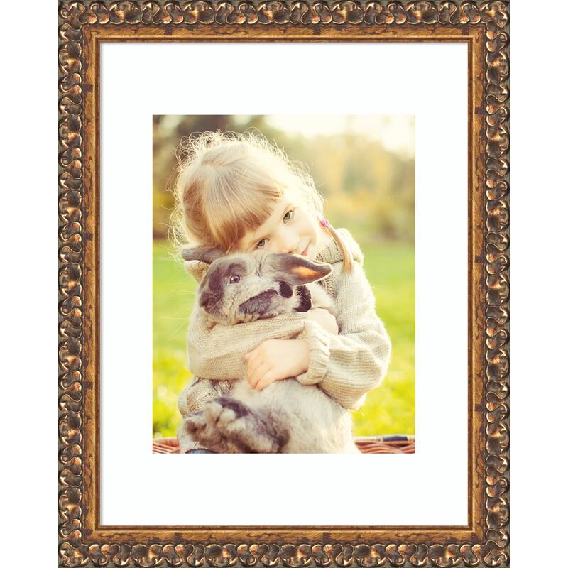 Antique Bronze Framed Picture Frame, Photo Frame - 11x14 Matted White 8x10