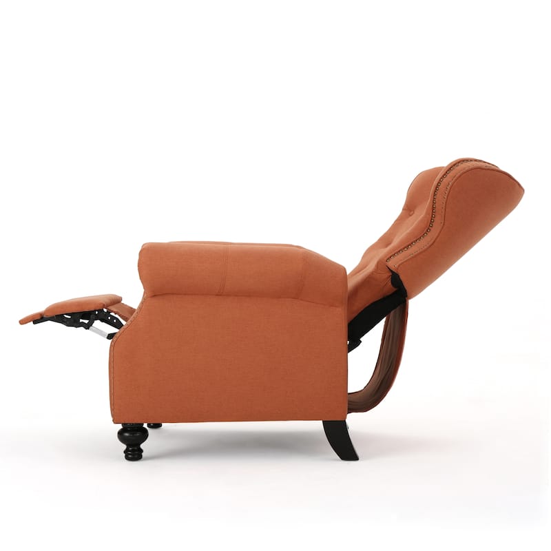Tufted Recliner Chair - Diamond Stitch Backrest, Nailhead Trim and Rolled Arms 