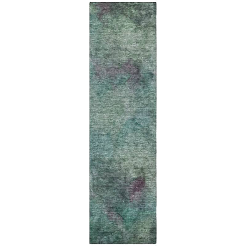Machine Washable Indoor/ Outdoor Abstract Contemporary Chantille Rug