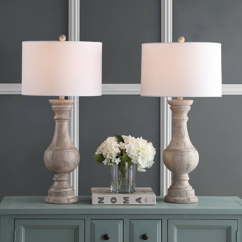 SAFAVIEH Lighting Evelien 31-inch White LED Table Lamp (Set of 2) - 16"x16"x31.3" - 16Wx16Dx31H