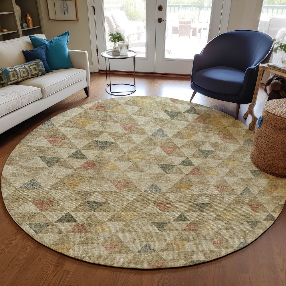 Machine Washable Indoor/ Outdoor Chantille Contemporary Mosaic Rug