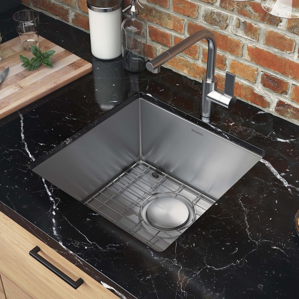 Ruvati 18 inch Undermount Bar Prep 16 Gauge Kitchen Sink Round Corners Stainless Steel Single Bowl - 18 x 18 - 18 x 18