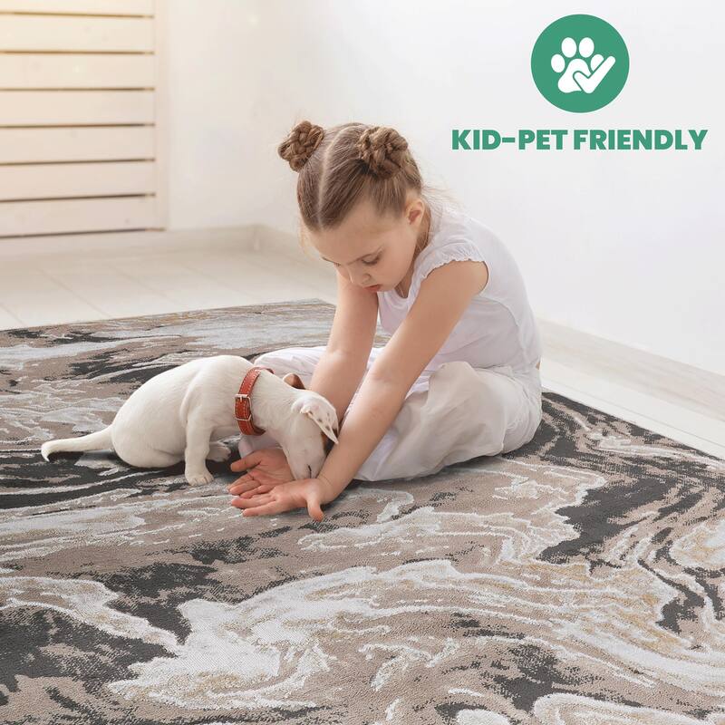 LOOM & LUXE Collection Abstract Non-Shedding Area Rug