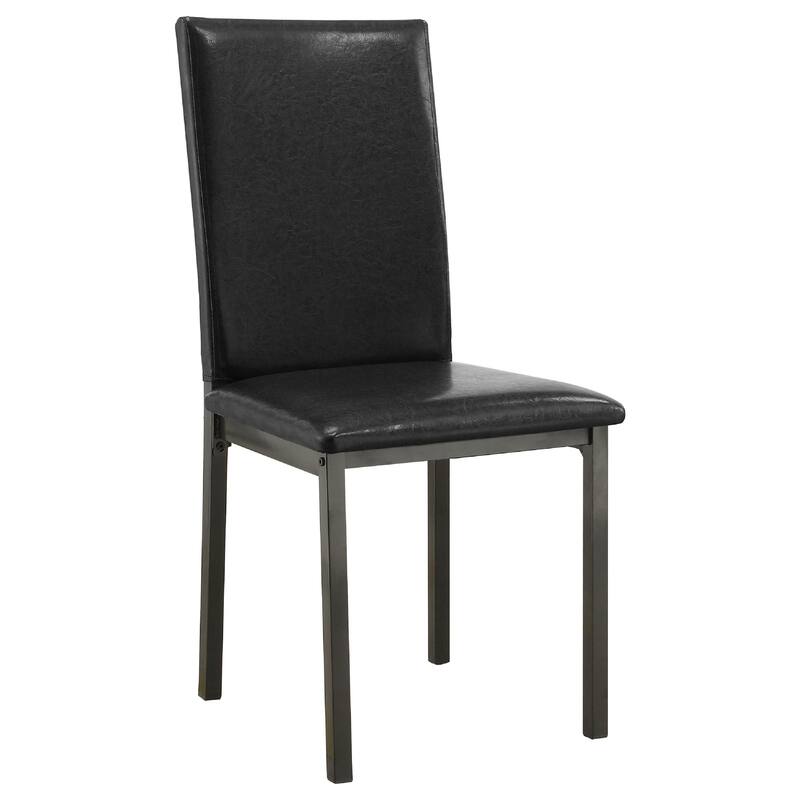Raza 5pc Dining Set, Weathered Gray Table, 4 Black Faux Leather Chairs