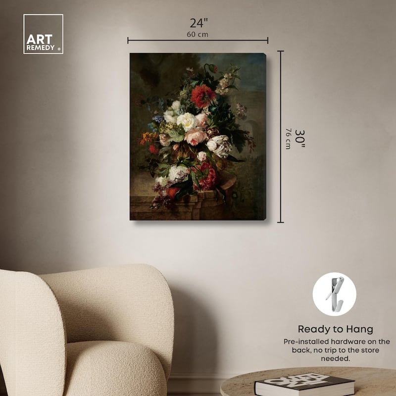 Still Life with Flowers 1789 Canvas by Art Remedy, Gallery Wrapped