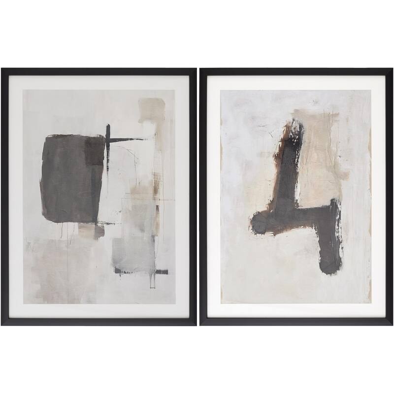 Livabliss Armonia Traditional Framed Art Set of 2 - Grey/Black - Black
