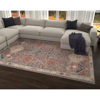 Domani Grove Machine Washable Persian Medallion Area Rug