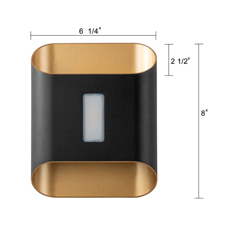 C Cattleya 2 Pack 2-Light Gold and Black Aluminum Integrated LED Outdoor Wall Light Sconce