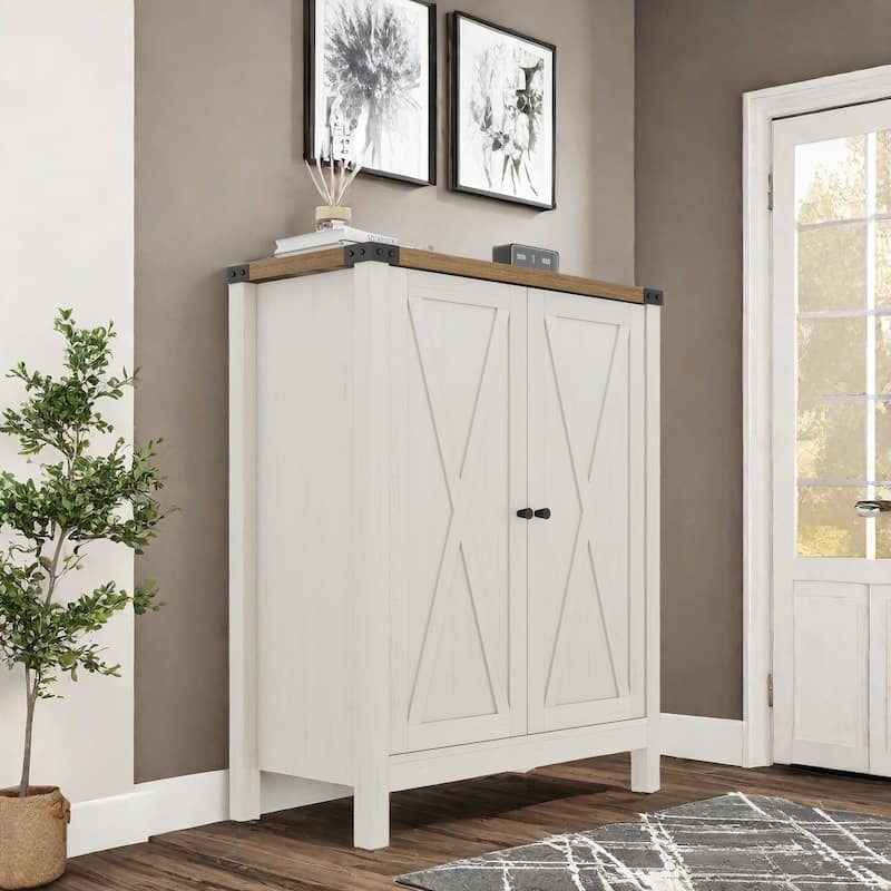 Moasis Farmhouse 5-Tier Shoe Cabinet Organizer with Adjustable Shelves for Entryway Hallway
