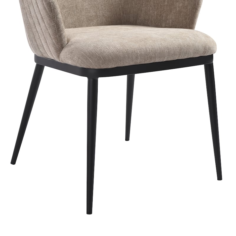 Mae Modern Almond Upholstered Dining Chair with Curved Back and Arms - Set of 2
