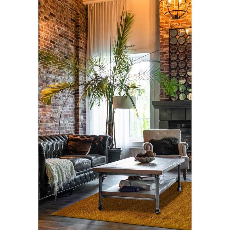 ECARPETGALLERY Hand Loomed Kashkuli Gabbeh Light Orange Wool Rug - 4'11 x 8'0