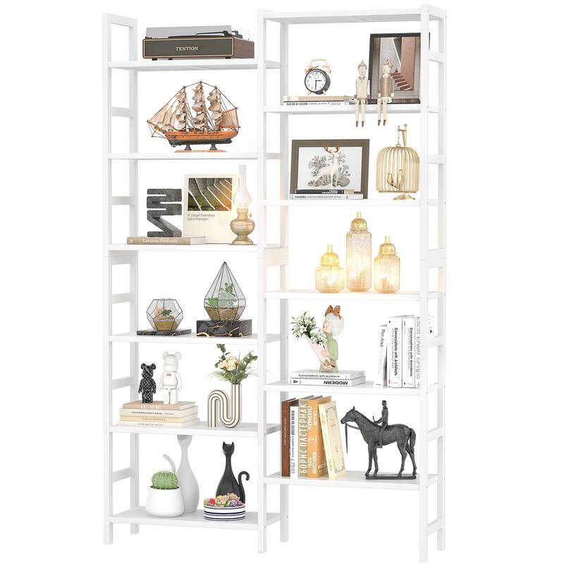 6-Tier Solid Bamboo Bookcase,Large Freestanding Open Bookshelf with 17 Display Shelves,Easy To Assemble