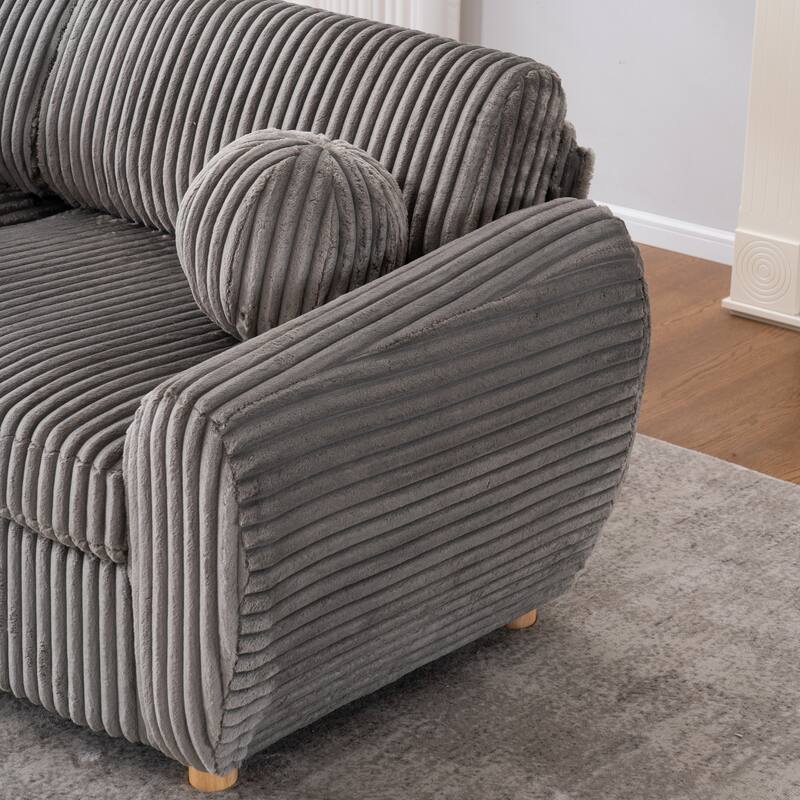 84.4" Corduroy 3-Seater Sofa with Wood Frame & Soft Cushions