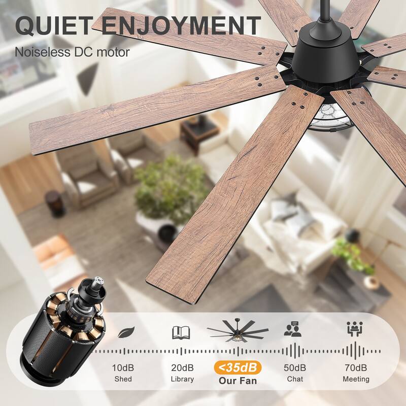 65" Industrial Seeded Glass Black Decorative Ceiling Fan with Remote and Light Kit