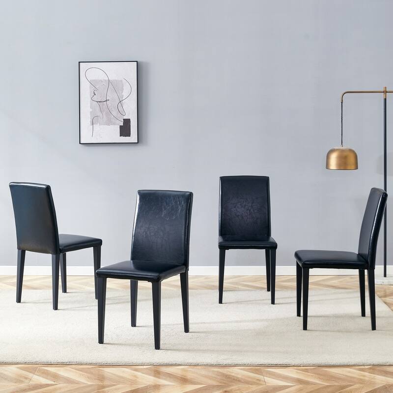 16" Modern Upholstered Dining Chair with Metal Legs, Set of 4 - Black