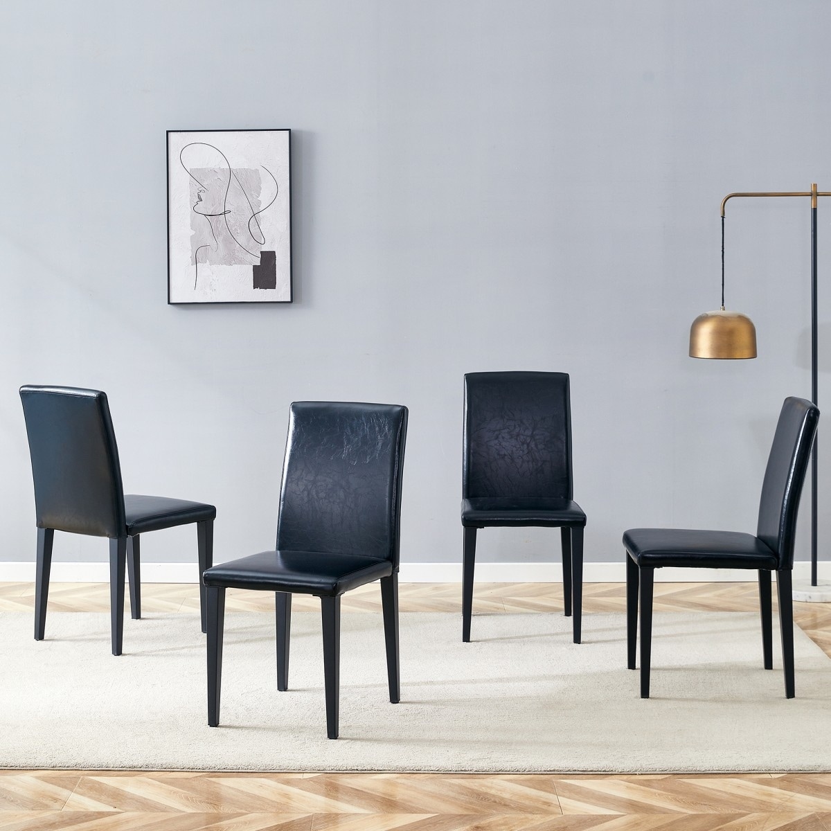 16" Modern Upholstered Dining Chair with Metal Legs, Set of 4