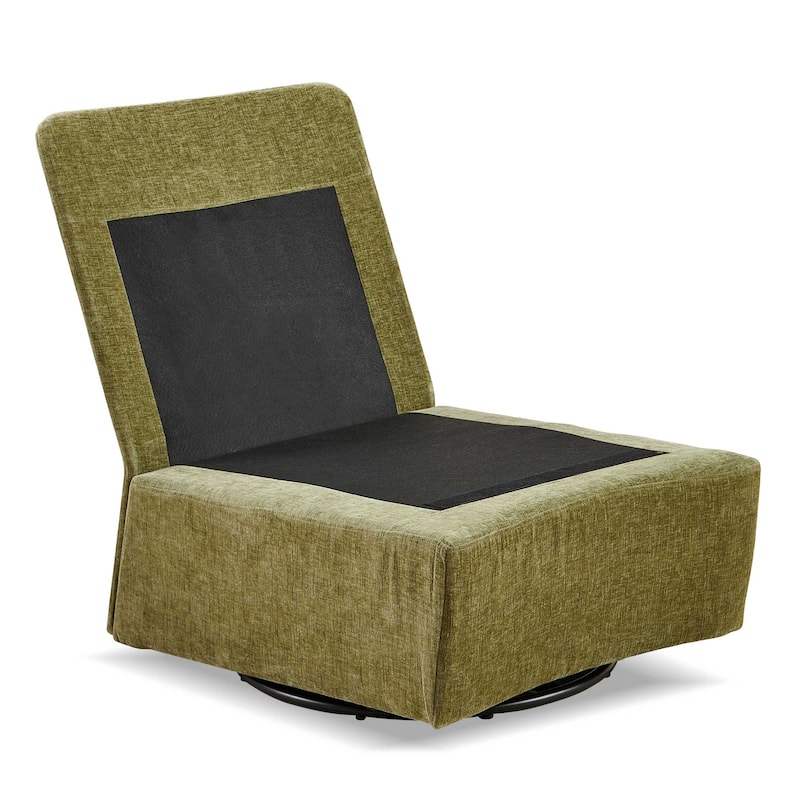 Modern 28.74" Upholstered Chenille 360 Swivel Rocking Chair with Metal Legs for Living Room
