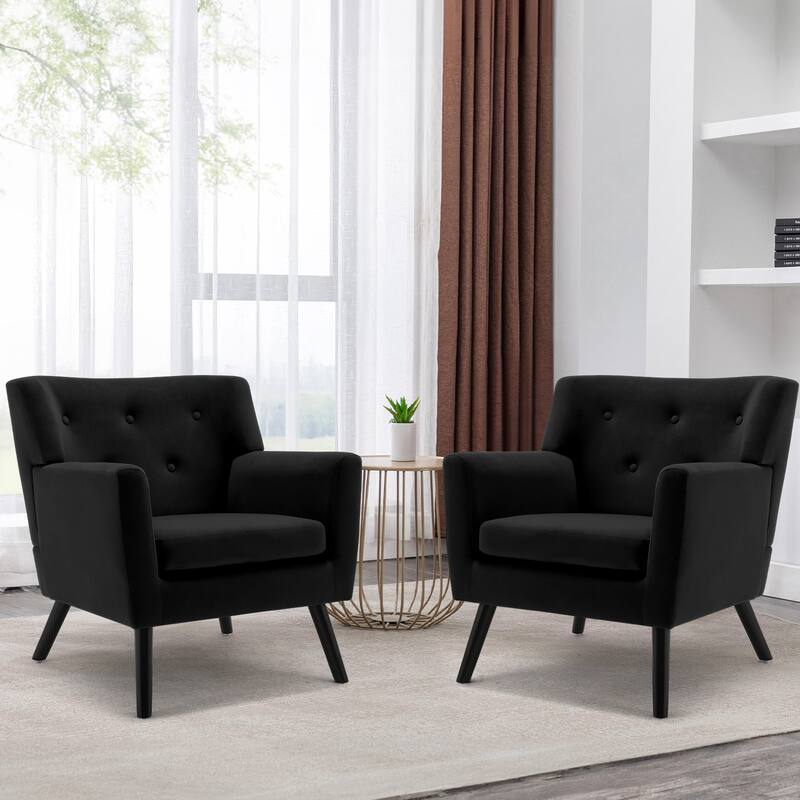 Velvet Upholstered Armchair Tufted Accent Chair, Set of 2 - 30.71"H x 28.35" W x 27.56"D