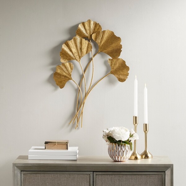 Shop Martha Stewart Celeste Gold Foil Ginkgo Leaf Wall Art