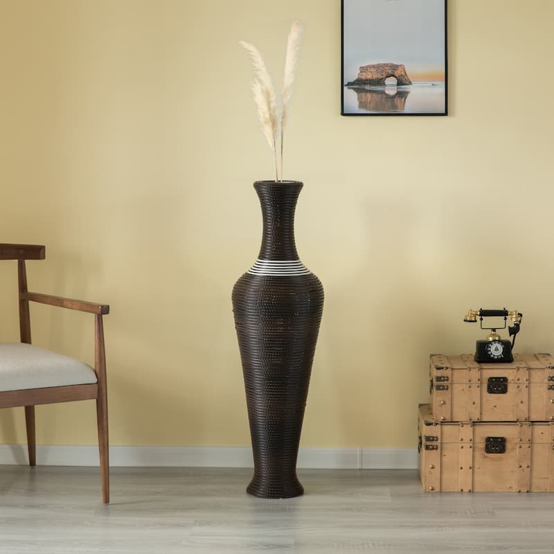 Black Tall Decorative Floor Vase, Modern Unique Vase, 40-Inch-Tall Vase, Freestanding PVC Large Floor Vase