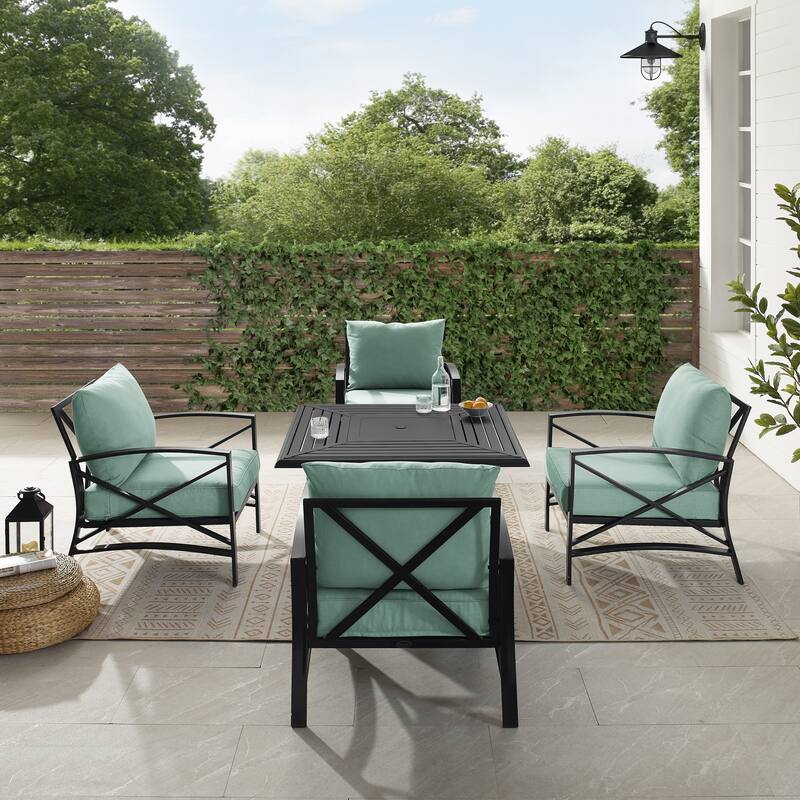 Crosley Kaplan 5Pc Outdoor Chair Set W/ Fire Table - 140 "W x 140 "H x 32 "D