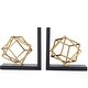 preview thumbnail 1 of 5, Stainless Steel Metal Geometric Overlapping Cube Bookends with Black Bases - Set of 2 Gold - Roche River Decor - 6"W x 8"L x 8"H