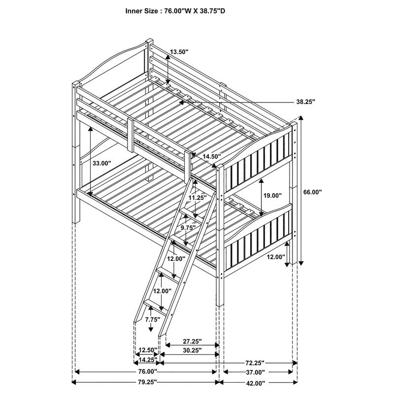 Arlo Transitional Wood Frame Bunk Bed with Ladder