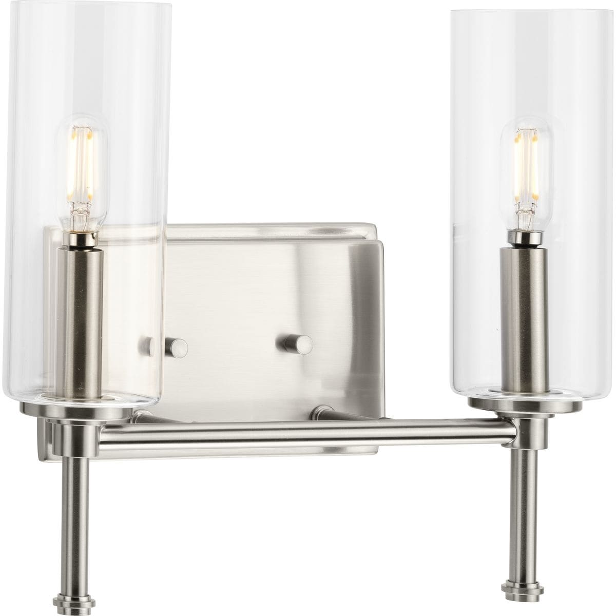 Progress Lighting Elara Collection Two-Light Brushed Nickel Glass Bath Vanity Light - 12.5 in x 5.12 in x 11.5 in