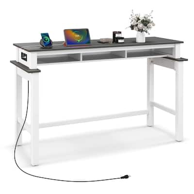 Costway Bar Table with Power Outlets Counter Height Table with Storage - See Details