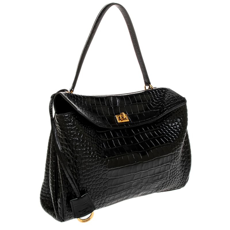 Balenciaga Rodeo Medium Bag in Croco-Embossed Calfskin
