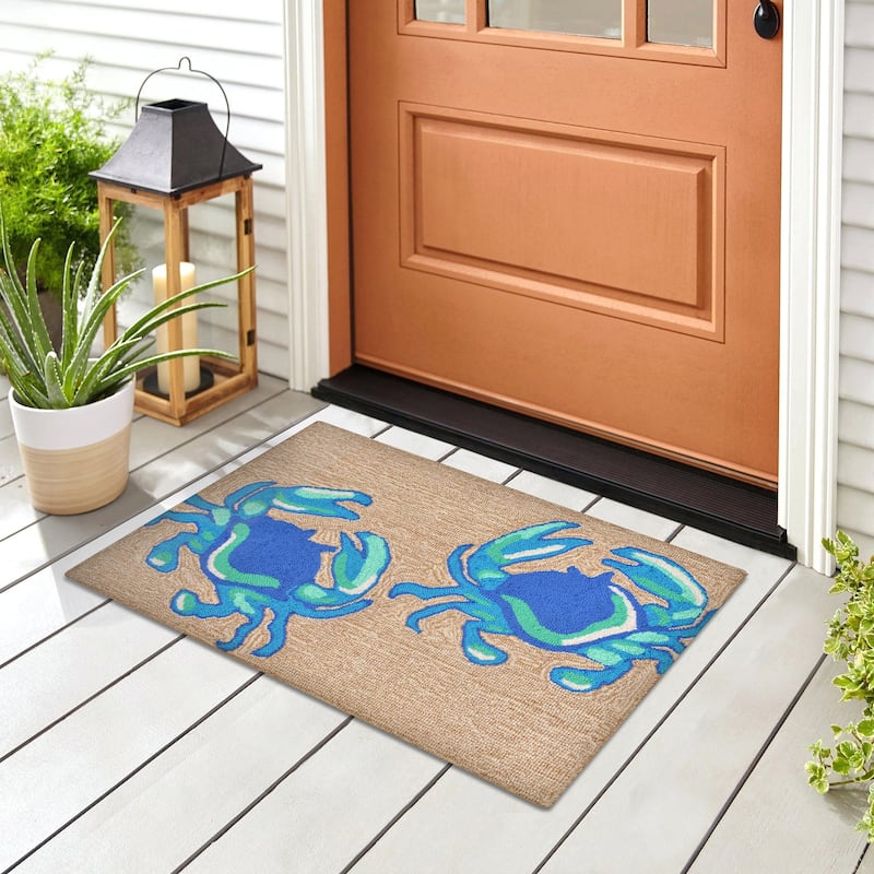 Liora Manne Frontporch Crabs Indoor/Outdoor Mat - 24" x 36" - Natural