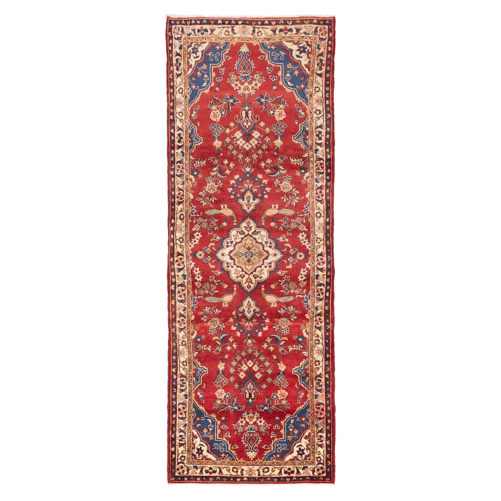 ECARPETGALLERY Hand-knotted Andelz Red Wool Rug - 3'3 x 9'8
