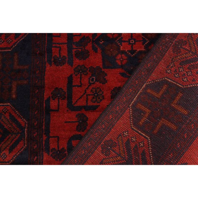 Vintage Biljik Khal Mohammadi Seven Red/Black Runner - 2'10'' x 9'7''