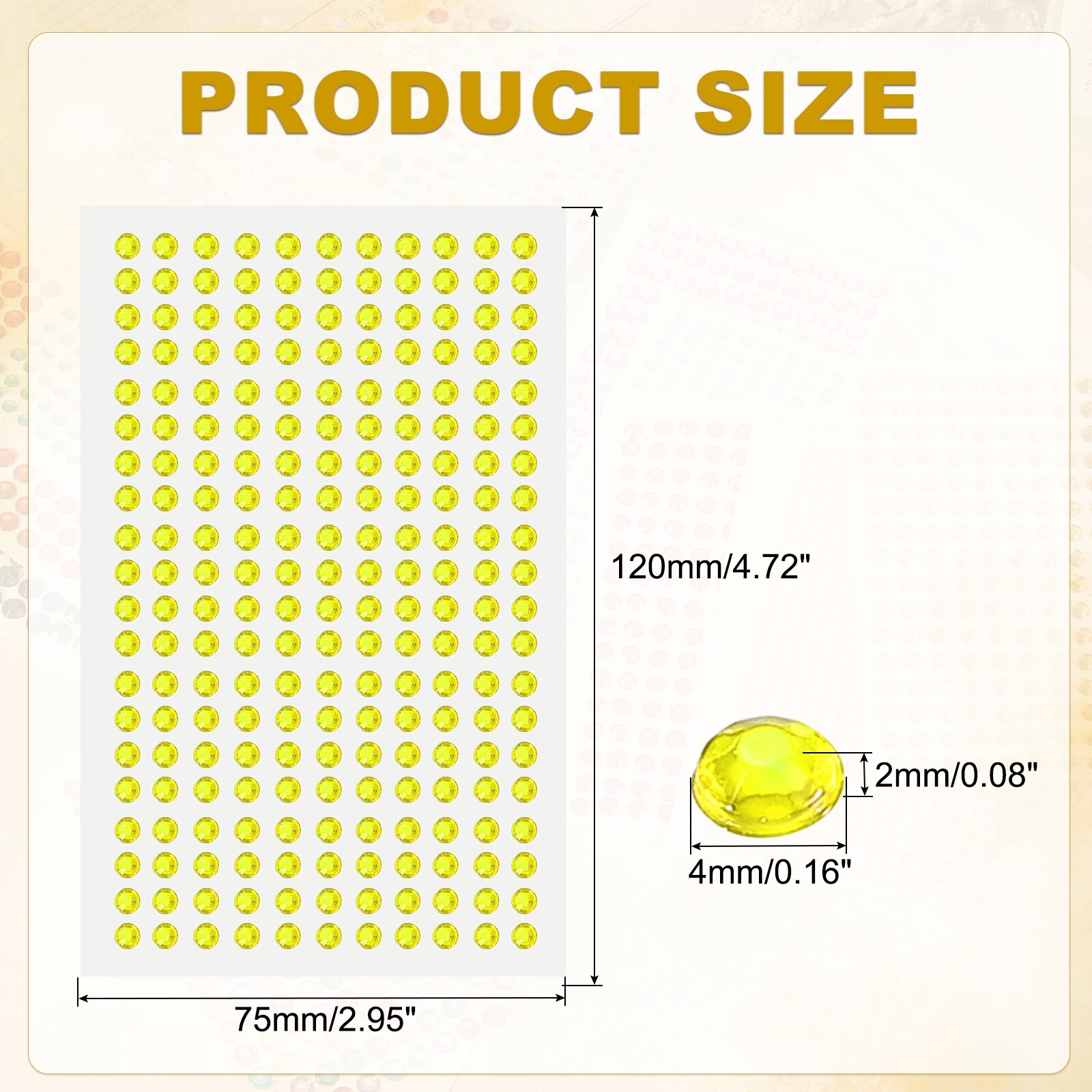 Rhinestone Adhesive Stickers Acrylic Gem Sticker Face Bling Gem Stones Jewel for Nail Art Craft Makeup - 4mm