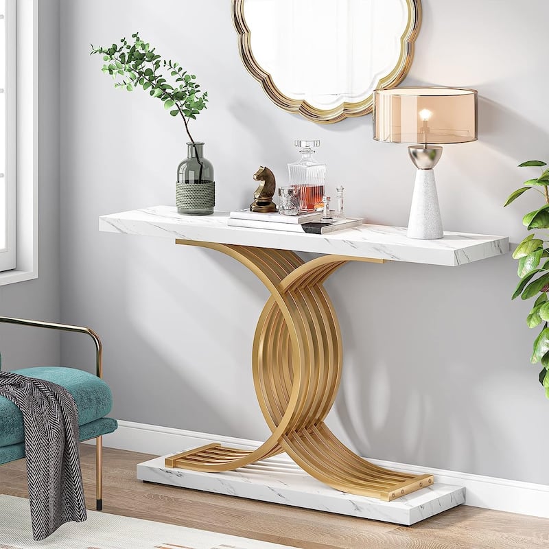 Console Table, Entryway Table with Geometric Legs, Sofa Table - 11.81"D x 39.37"W x 31.49"H