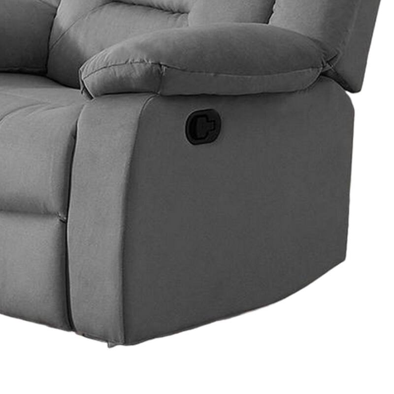 Niko Manual Recliner Chair, Soft Tufted Light Gray Velvet, Solid Wood
